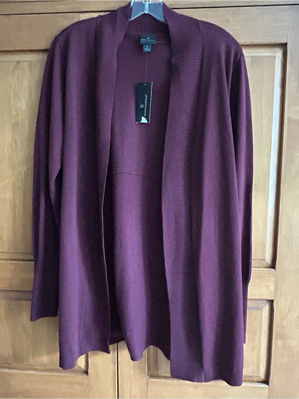 NWT Worthington Open Front Maroon Tunic Cardigan Size Large - Picture 2 of 6